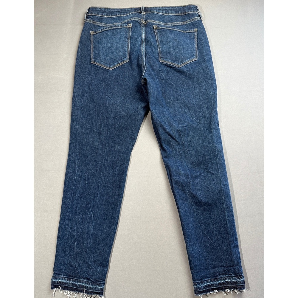 Old Navy Women's Slim Straight Ankle Frayed Hem Dark Wash Denim Jeans Size 14 - Picture 3 of 3